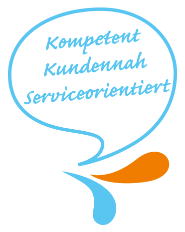 Dramburg+Hertwig Getränkefachhandel - Sprechblase "Kompetent Kundennah Serviceorientiert"